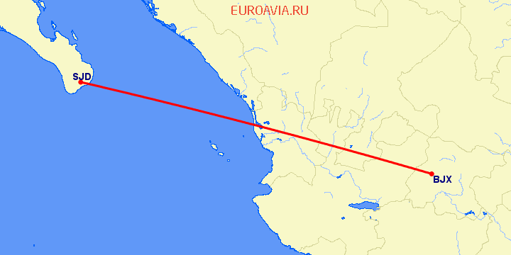 перелет San Jose Del Cabo — Лейн на карте