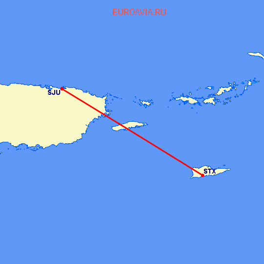 перелет Сан Хуан — St Croix Island на карте
