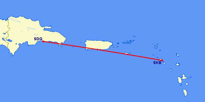 перелет Basseterre St Kitts Island — Санто Доминго на карте