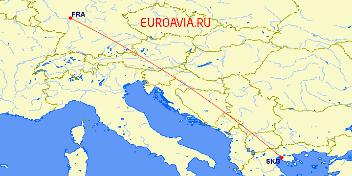 перелет Салоники — Франкфурт на Майне на карте