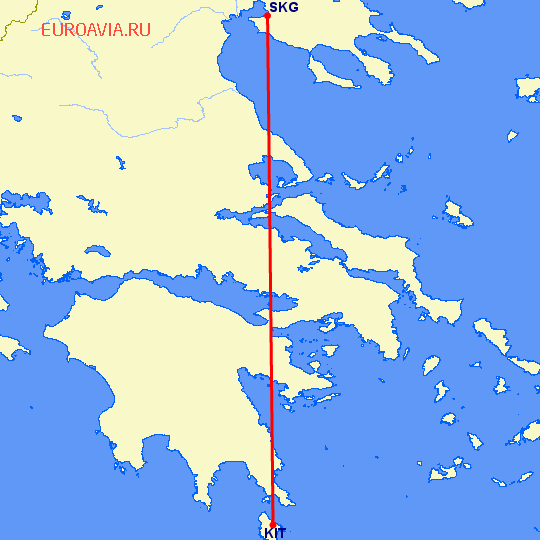 перелет Салоники — Китира на карте