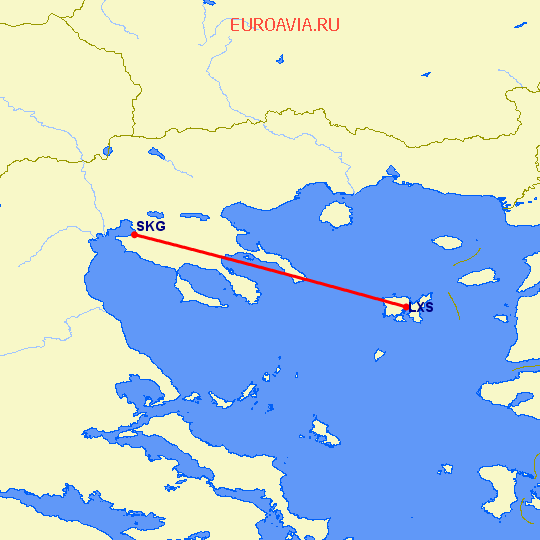 перелет Салоники — Limnos на карте