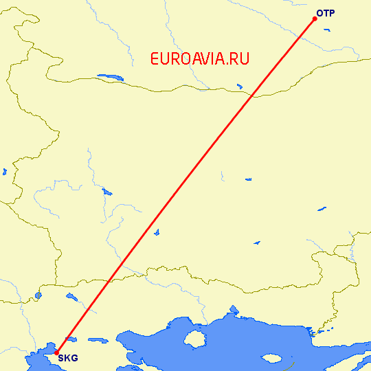 перелет Салоники — Бухарест на карте