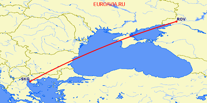 перелет Салоники — Ростов на карте