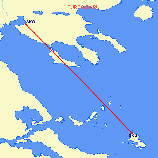 перелет Салоники — Скирос на карте