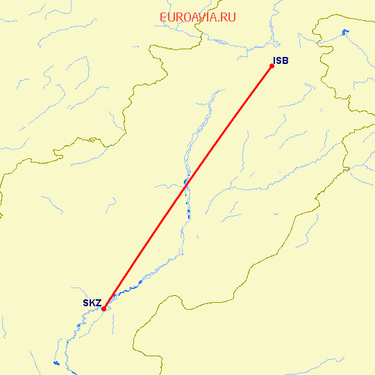 перелет Суккур — Islamabad на карте