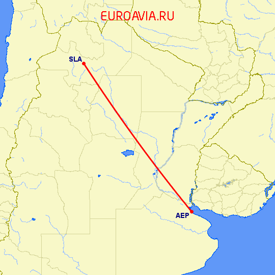 перелет Сальта — Буэнос Айрес на карте