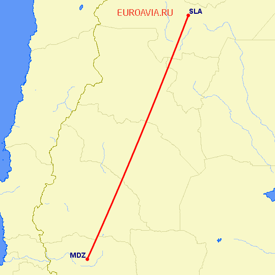 перелет Сальта — Мендоса на карте