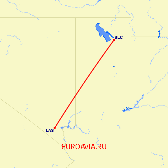 перелет Солт Лейк Сити — Лас Вегас на карте