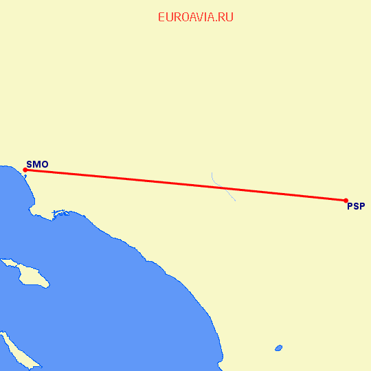 перелет Санта Моника — Палм Спрингс на карте