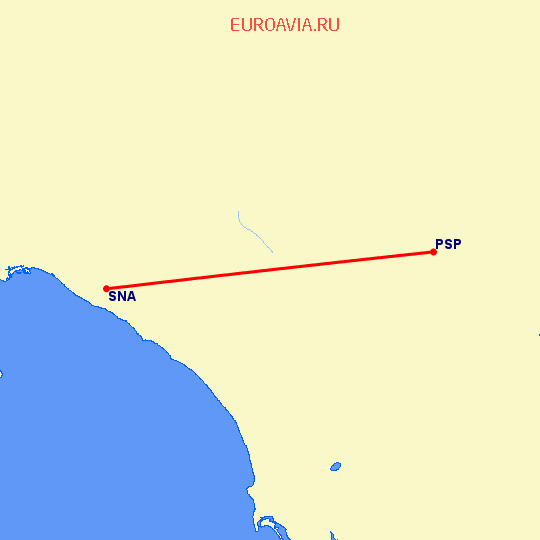 перелет Санта Ана — Палм Спрингс на карте