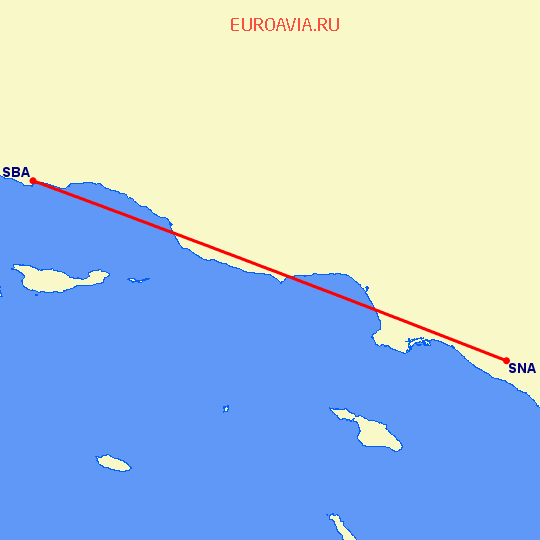 перелет Санта Ана — Санта Барбара на карте