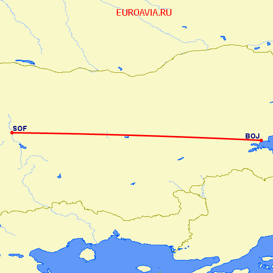 перелет София — Бургас на карте