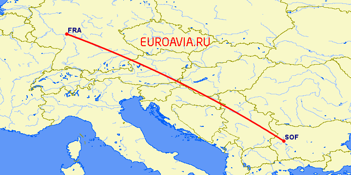 перелет София — Франкфурт на Майне на карте