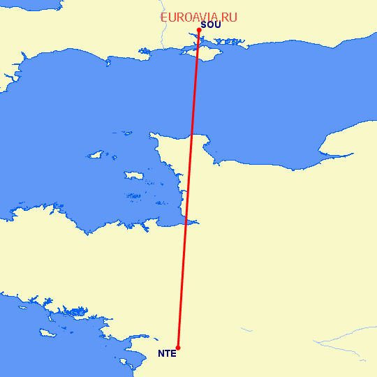 перелет Eastleigh near Southampton — Нант на карте