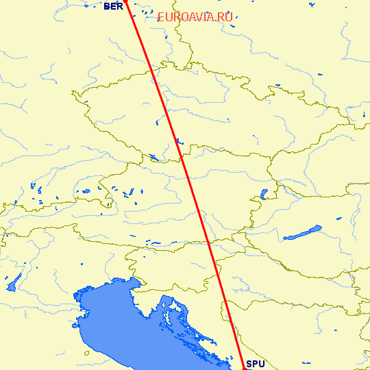 перелет Сплит — Берлин на карте
