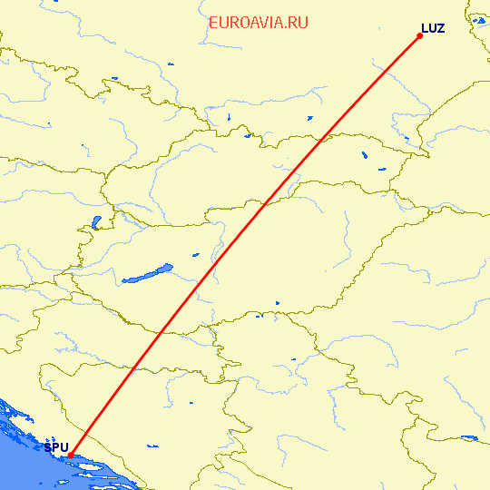 перелет Сплит — Lushan на карте