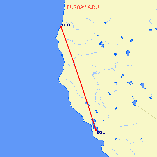 перелет Сан Карлос — North Bend на карте