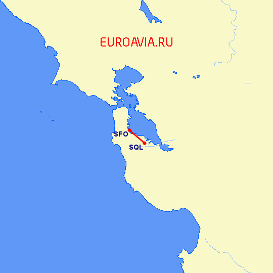перелет Сан Карлос — Сан Франциско на карте