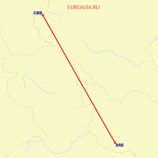 перелет Сукре — Качабамба на карте