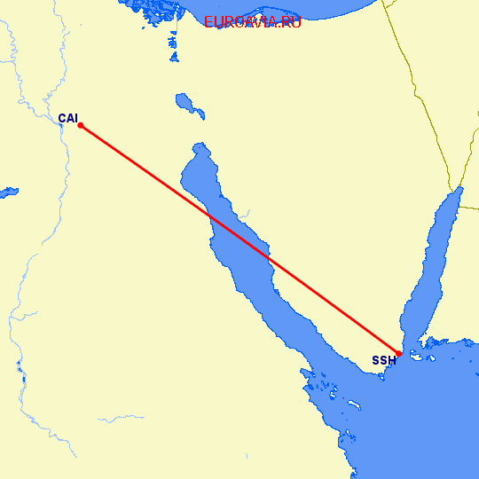 перелет Шарм эль Шейх — Каир на карте