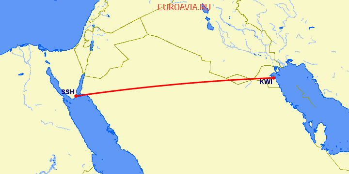 перелет Шарм эль Шейх — Кувейт на карте