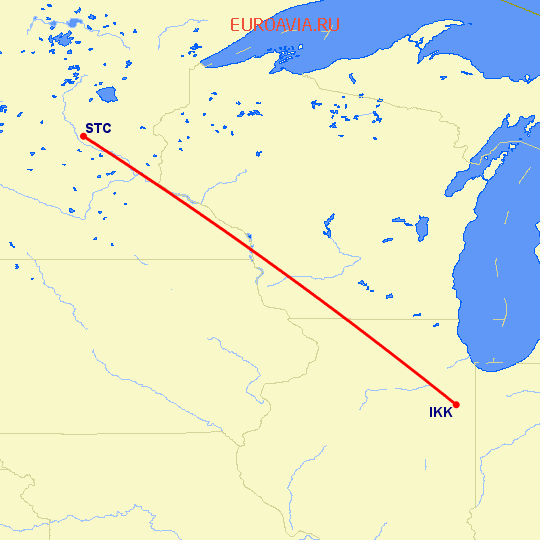 перелет Saint Cloud — Kankakee на карте