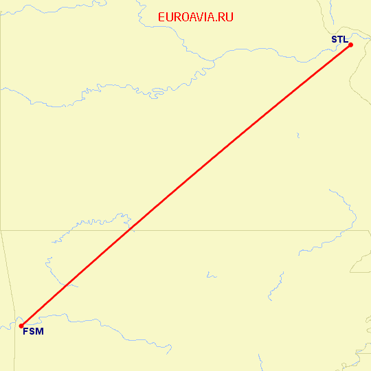 перелет Сент Луис — Fort Smith на карте