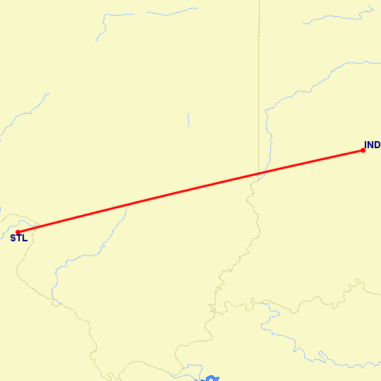 перелет Сент Луис — Индианаполис на карте