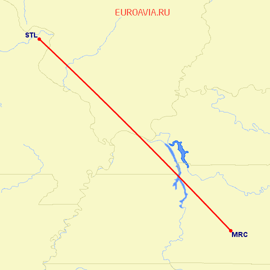 перелет Сент Луис — Колумбия на карте