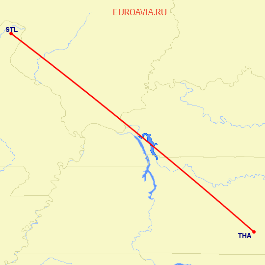 перелет Сент Луис — Tullahoma на карте