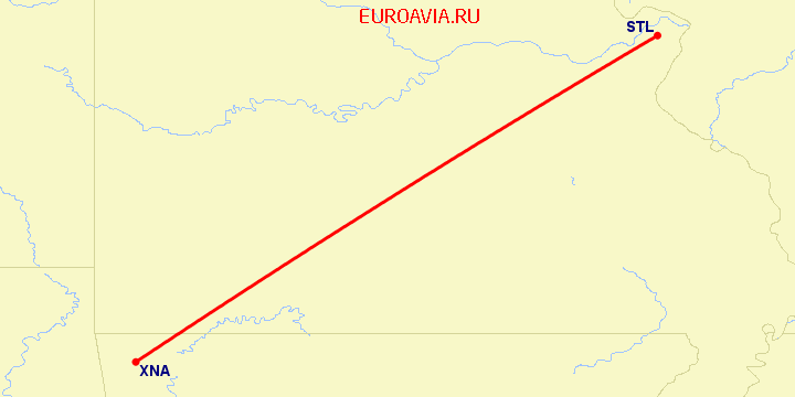 перелет Сент Луис — Fayetteville на карте