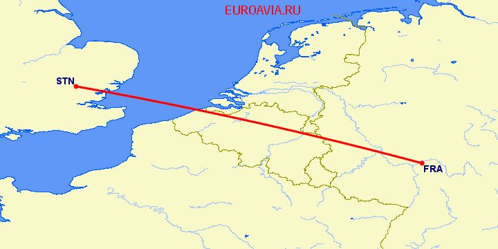 перелет Лондон — Франкфурт на Майне на карте