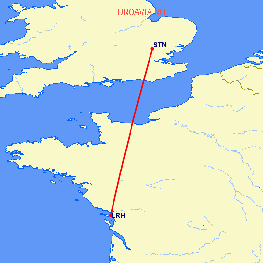 перелет Лондон — Ла Рошель на карте