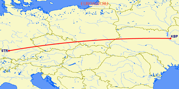 перелет Штуттгард — Киев на карте