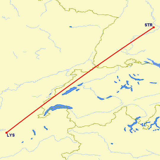 перелет Штуттгард — Лион на карте