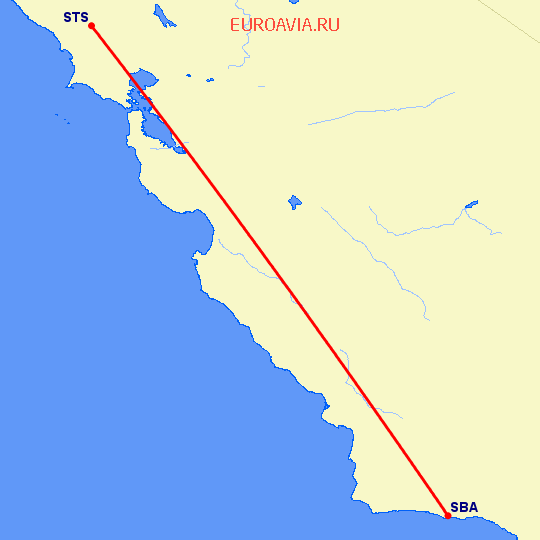 перелет Санта Роса — Санта Барбара на карте