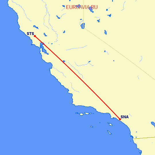 перелет Санта Роса — Санта Ана на карте