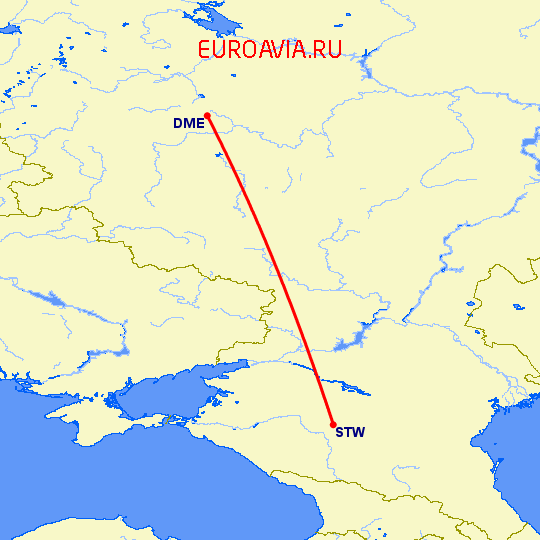 перелет Ставрополь — Москва на карте