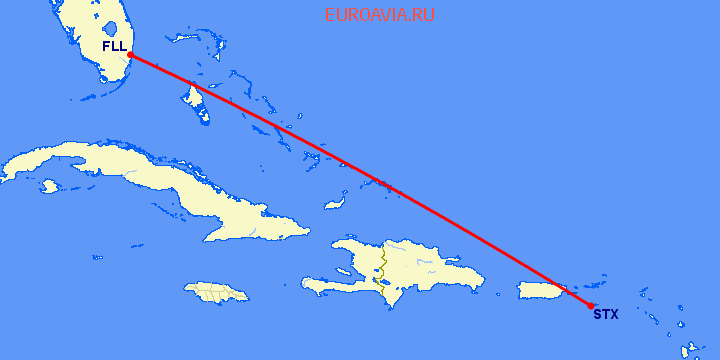перелет St Croix Island — Форт Лодердейл  на карте