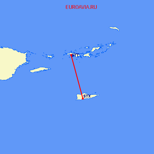 перелет St Croix Island — Charlotte Amalie St Thomas на карте