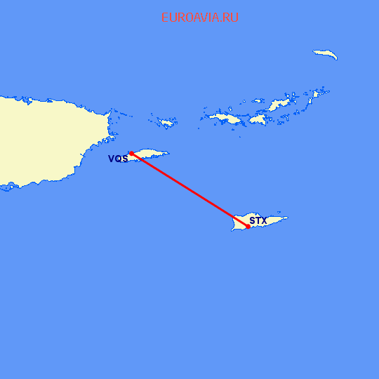перелет St Croix Island — Vieques на карте