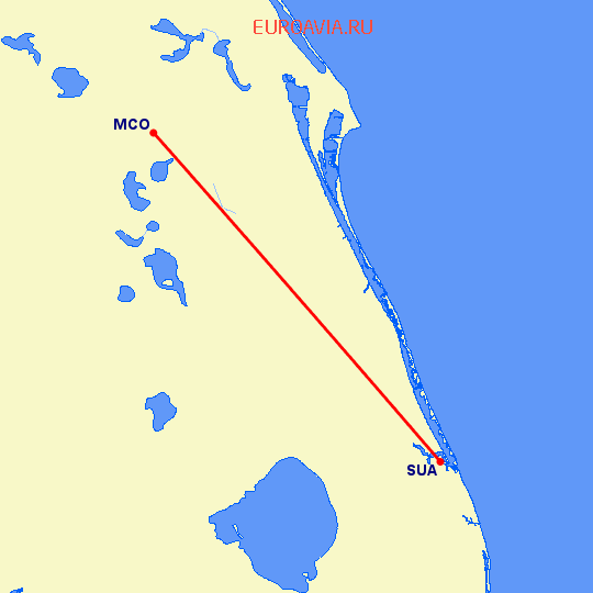 перелет Stuart — Орландо на карте