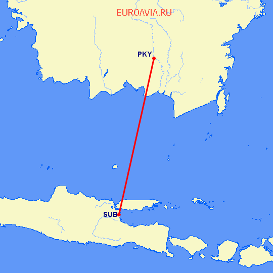 перелет Сурабайя — Palangkaraya на карте