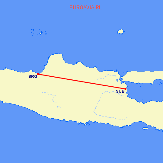 перелет Сурабайя — Семаранг на карте