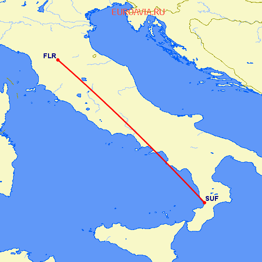 перелет Ламециа Терме — Флоренция на карте