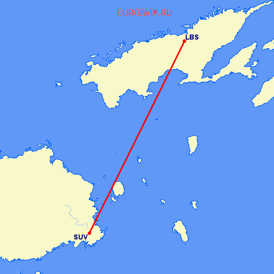 перелет Сува — Лабаса на карте