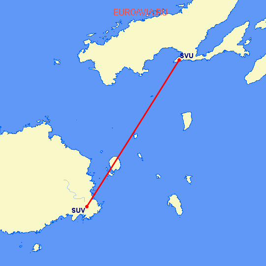 перелет Сува — Савусаву на карте