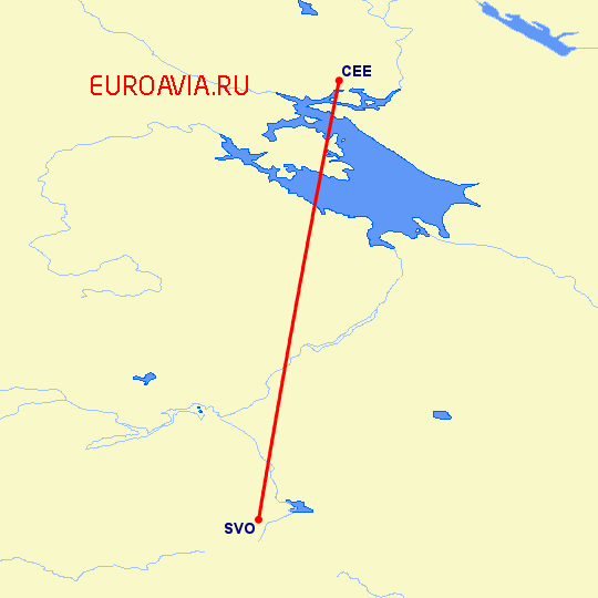 перелет Москва — Череповец на карте