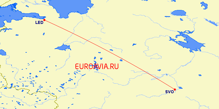 перелет Москва — Санкт Петербург на карте